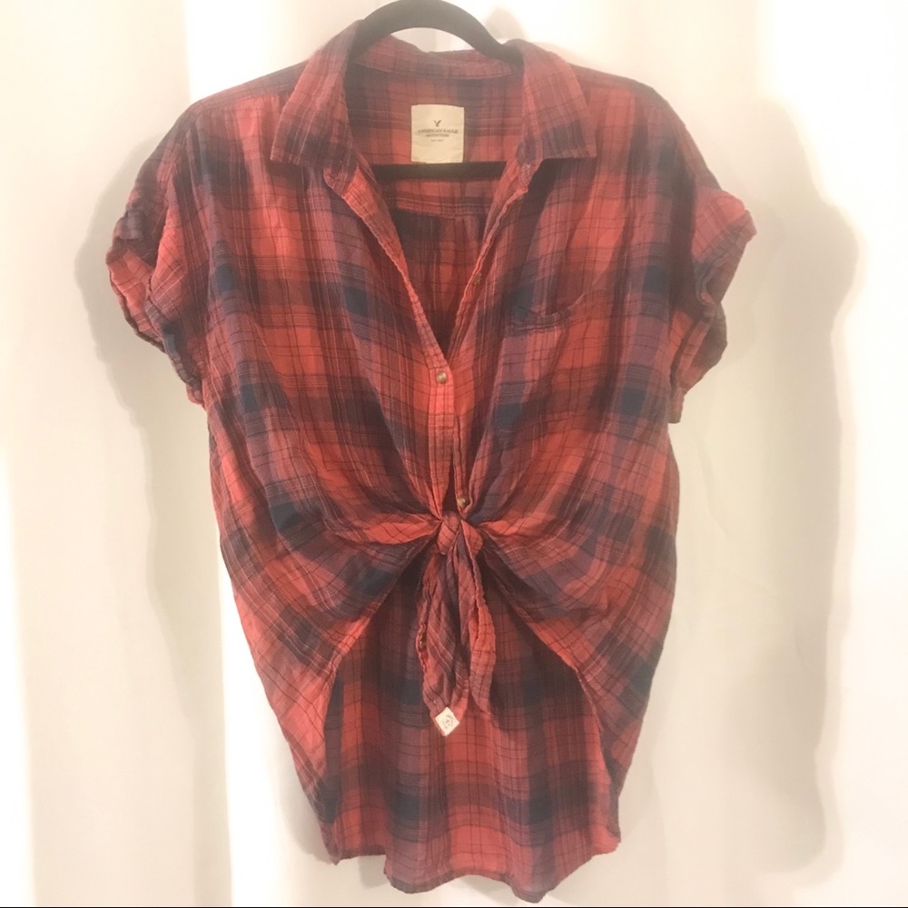 Long Plaid Button Up Shirt
